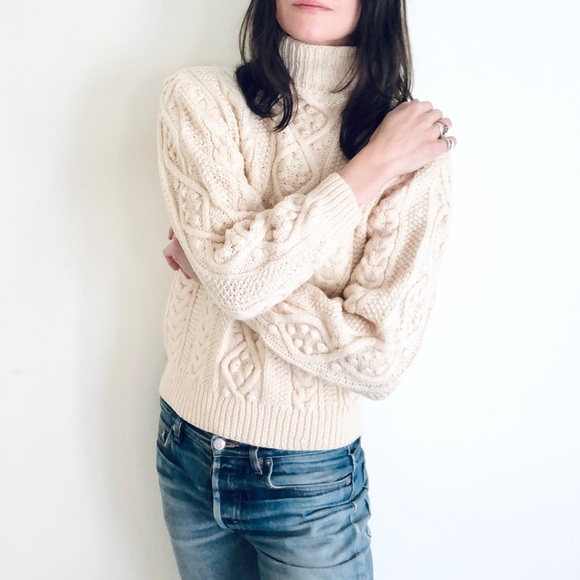 Hand knit cream pom pom sweater - Picture 5 of 15